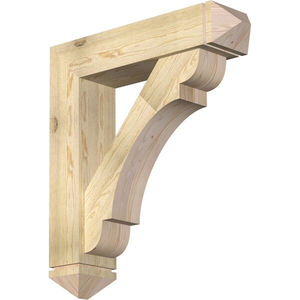 Ekena Millwork Olympic Arts and Crafts Rough Sawn Bracket w/ Offset Brace, Douglas Fir, 8"W x 34"D x 38"H BKT0806X34X38OLY03RDF - main